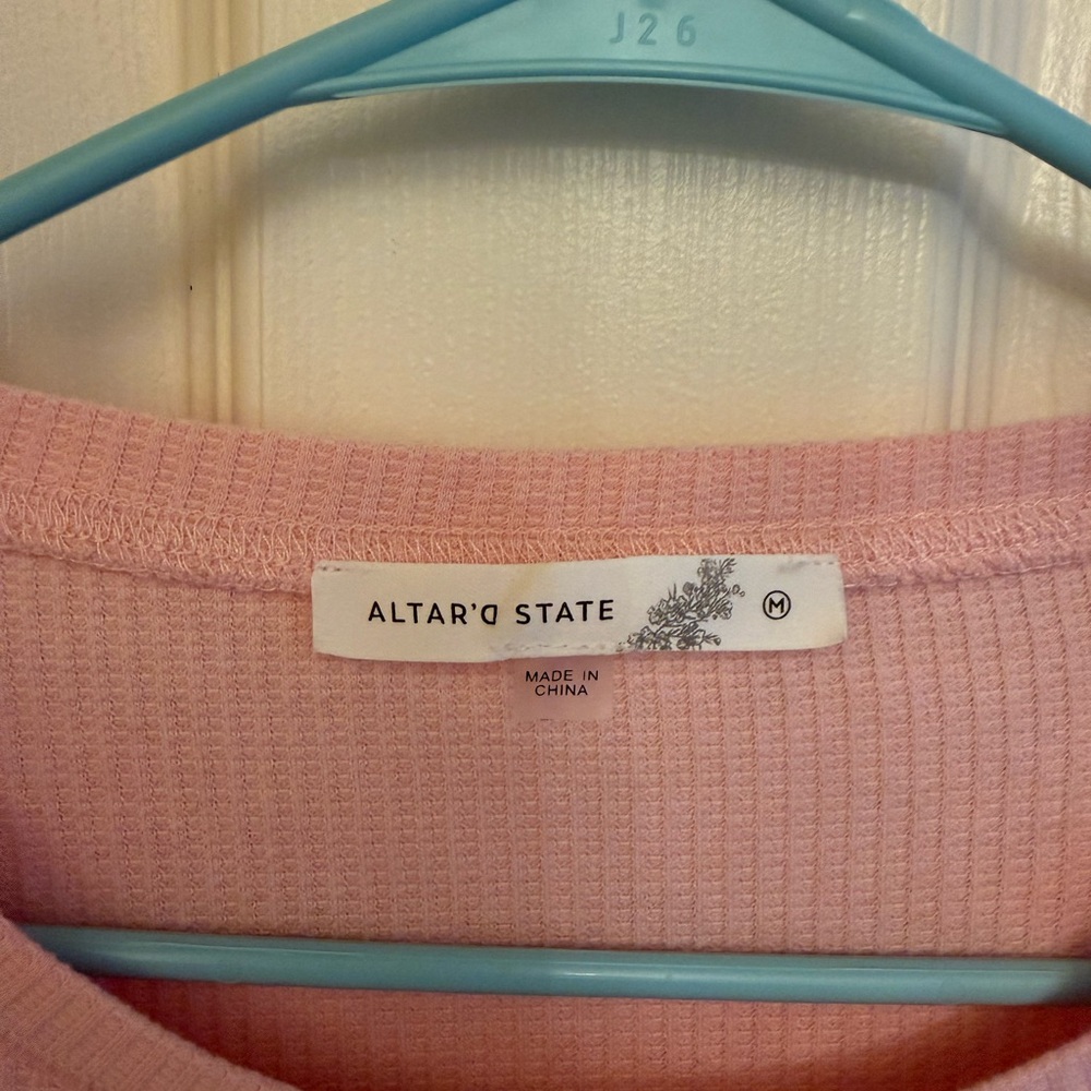 Altar'd State Pink Ribbed Knit Top - Picture 3 of 3